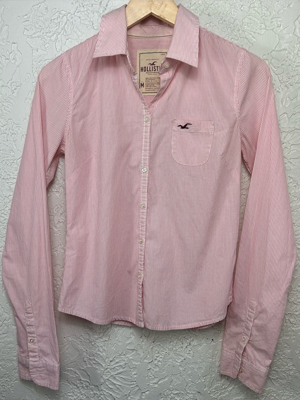 Y2K Hollister Striped Button Down Collared Shirt Preppy Size M